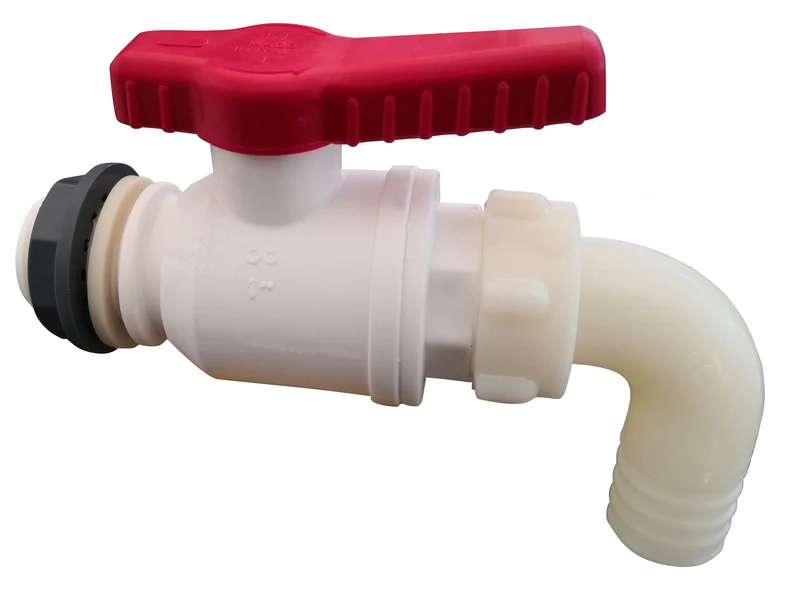 Durchlaufhahn 3/4"Kunststoff mit 90° Winkelstück