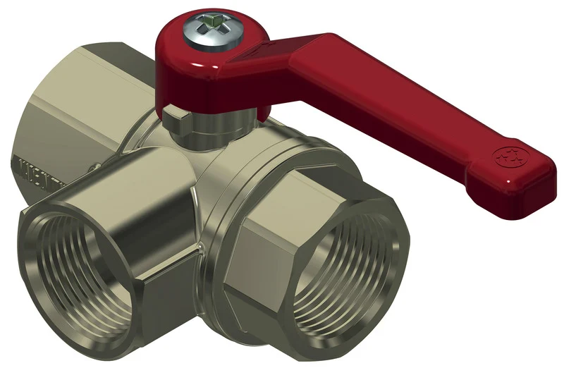 Absperrhahn, 1/2", Innengewinde, 3-weg, Aluminium