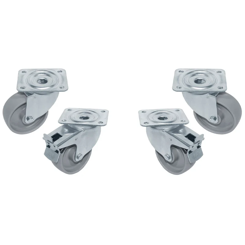 Lenkrollen-Set Ø 100 mm, 4 Stück mit 2 Feststellern, RAG4-RE