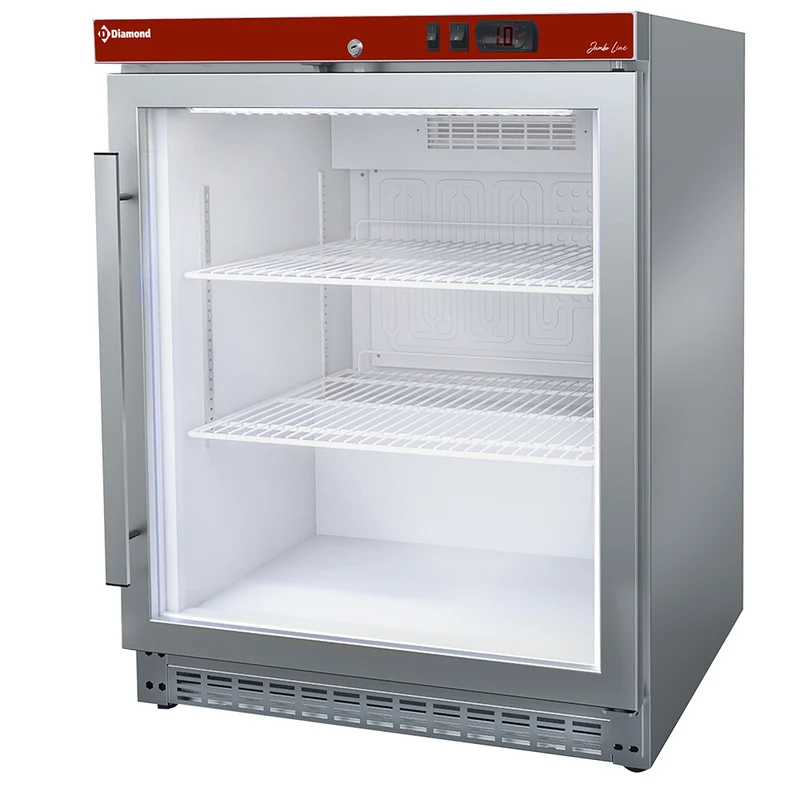 Profi Glastürkühlschrank mit Umluftkühlung , 150 Liter , Edelstahl, PV200X/G-R6