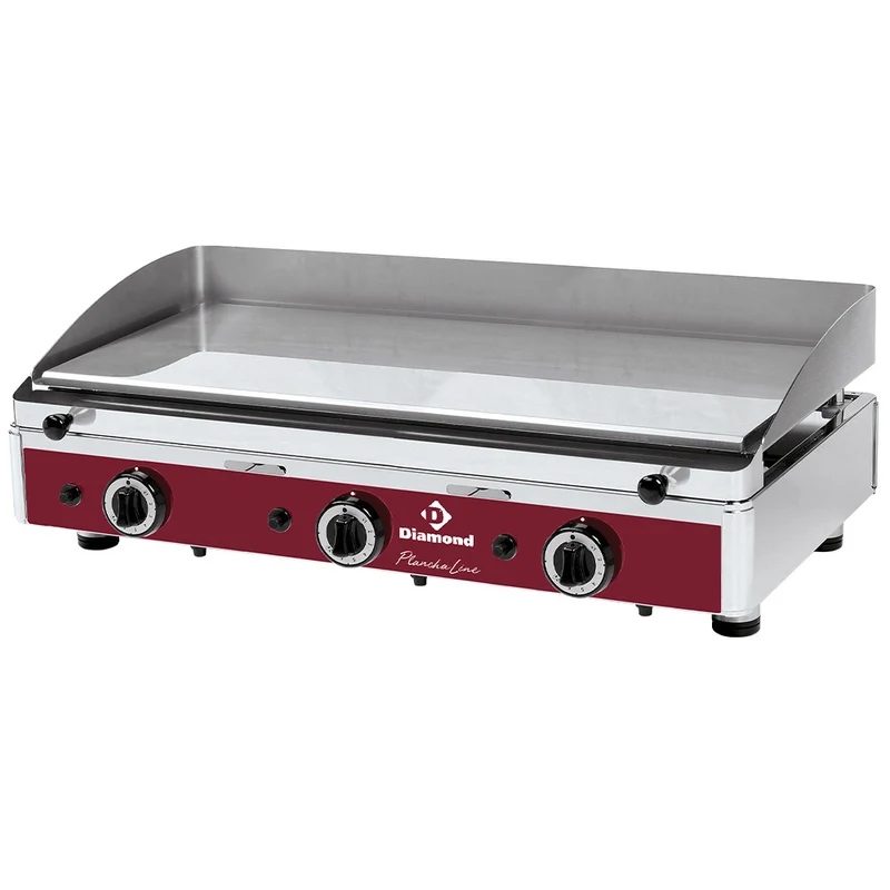 Profi Gas-Grillplatte, hartverchromt & glatt, 82 cm, 3 Heizzonen, PLANCHA/3CR-N