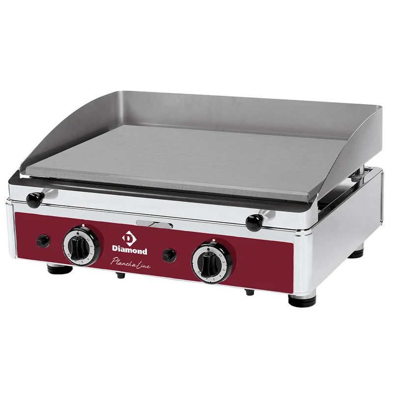 Gas-Griddleplatte 62 cm , Glatte Stahl-Bratfläche , 2 Heizzonen, PLANCHA/2-N