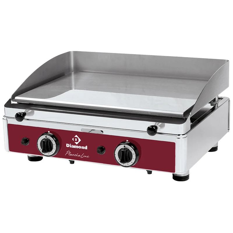 Gas-Grillplatte Tischgerät , 62cm , Glatt & Hartverchromt , 2 Heizzonen, PLANCHA/2CR-N