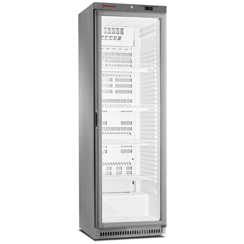 Profi-Glastürkühlschrank 400 L , Umluftkühlung , Edelstahl , Energieeffizienzklasse B, PFV402-R6X/G