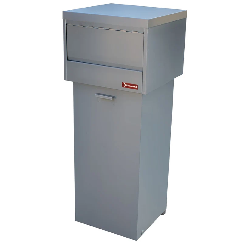 Edelstahl Abfallsammler 80 Liter, fahrbar mit Klappdeckel, PCR/SK