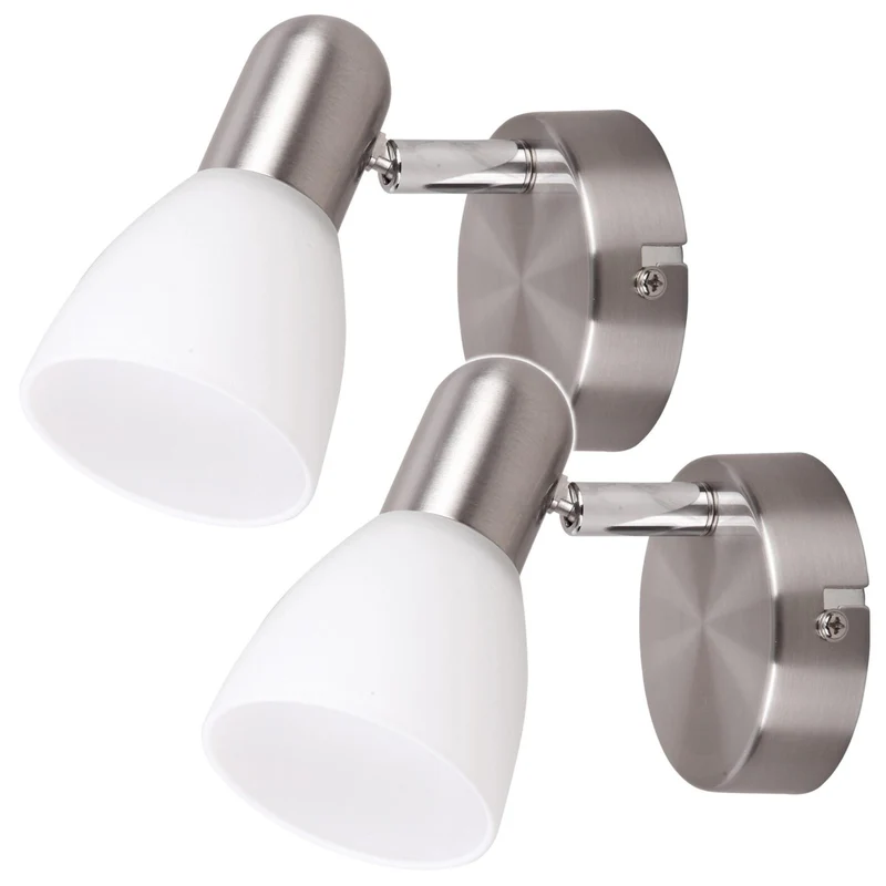 Soma Spot-Lampe E14, max. 40 W, Satin-Chrom, Opal 6301, 2 Stück