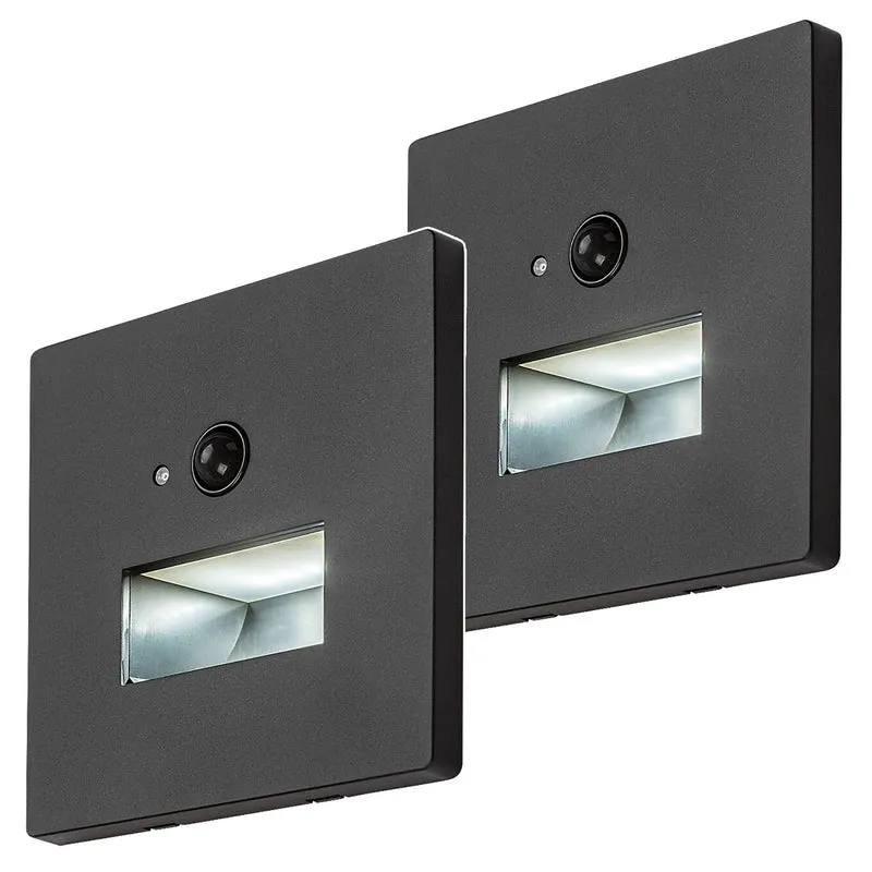 Lunca LED-Lampe 1 W, IP20, schwarz, 3000, 4500, 6500 K, Bewegungsmelder, Lichtsensor, 77197, 2 Stück