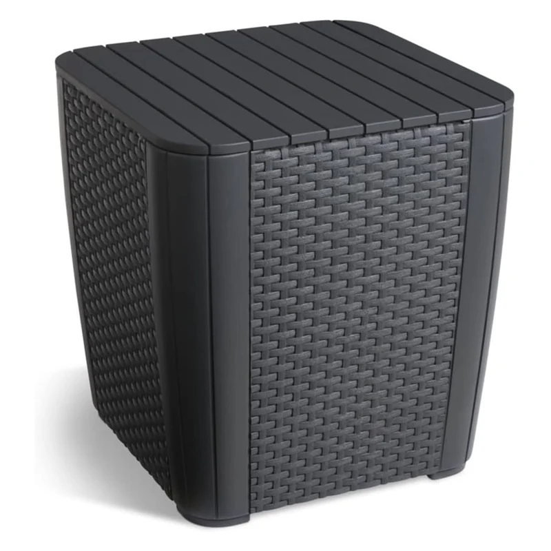 Keter Luzon Gartentisch, mit Stauraum, Tragkraft bis zu 110 kg, witterungsbeständig, Rattan-Optik, Farbe: Graphit, 223932