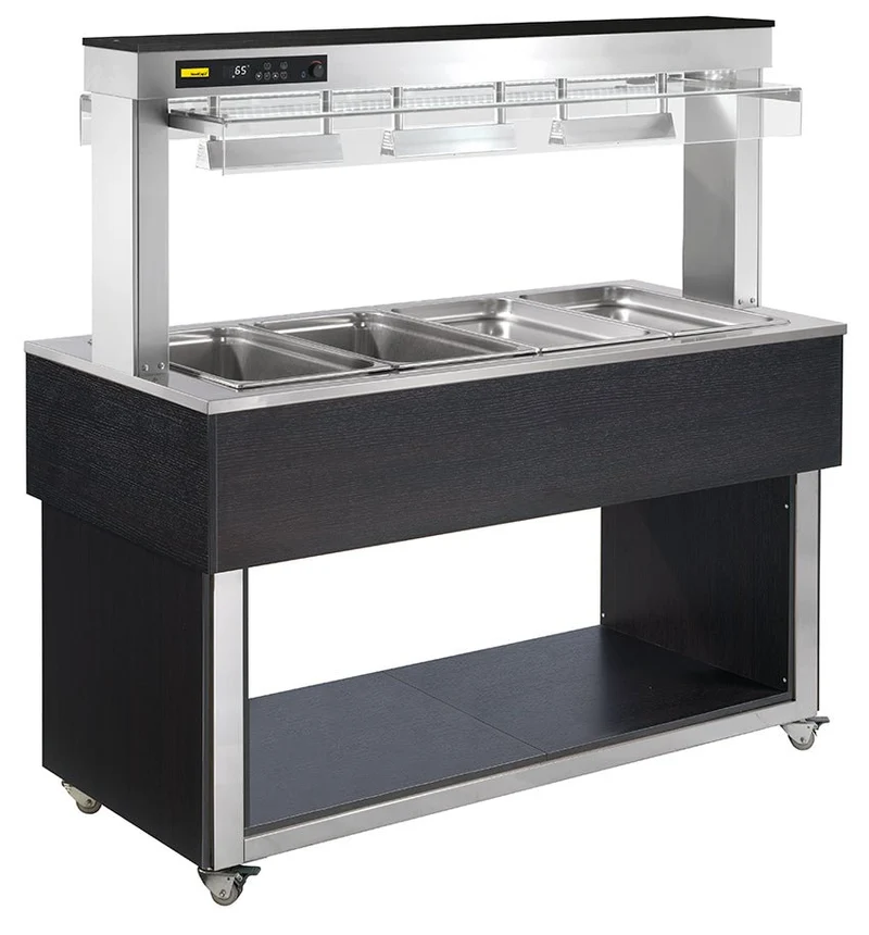 NordCap Bain-Marie fahrbar mit Halogenheizlampe TR-RED 4/1 4x GN 1/1 RAL 7035 lichtgrau