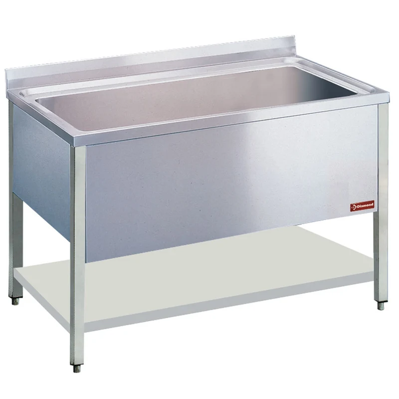 Gastro Edelstahl-Spültisch mit 1 extra großen Becken , 1600 x 700 mm, LB1611-D