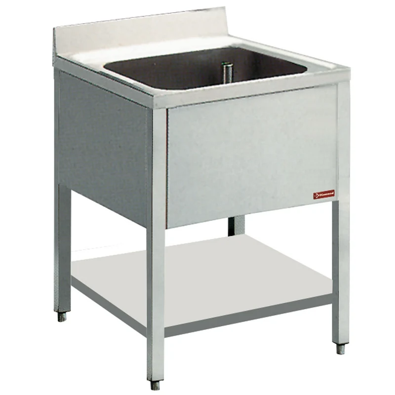 Kompakter Gastro Spültisch 600x600 mm , 1 Becken & Grundboden , Edelstahl, L611/6
