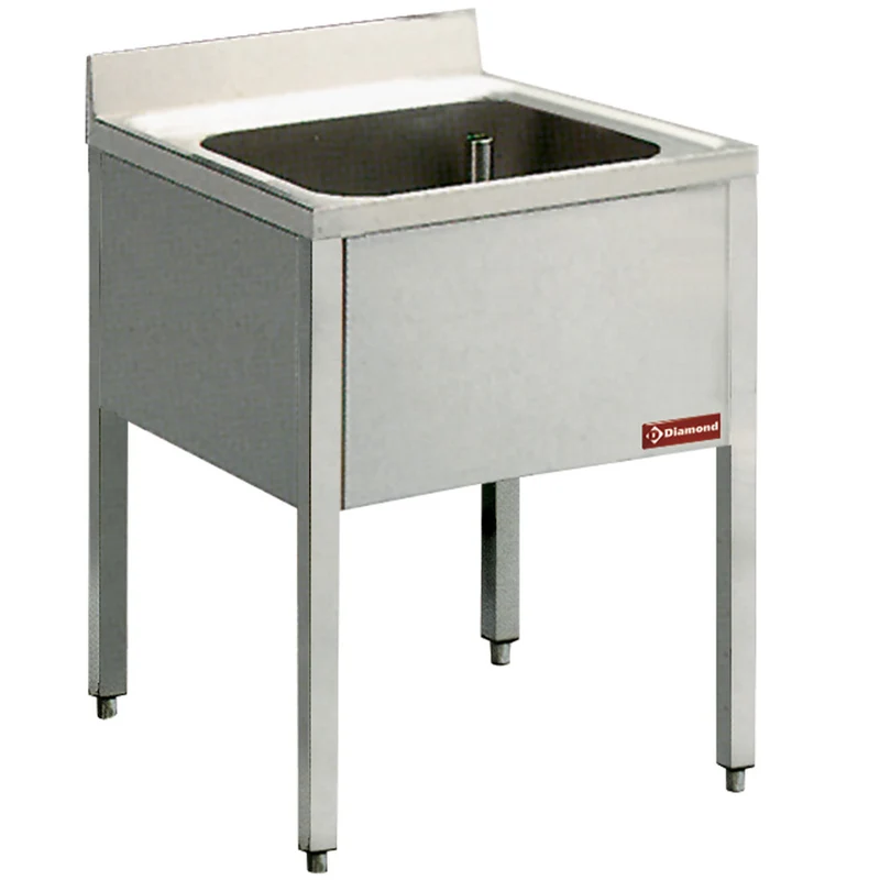 Gastro Spültisch aus Edelstahl , 1 Becken , 700x700 mm, L710-KD-D