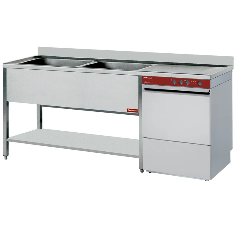 Profi Spülcenter 1600 mm aus Edelstahl, höhenverstellbar, L1621VD-D_051D/6M