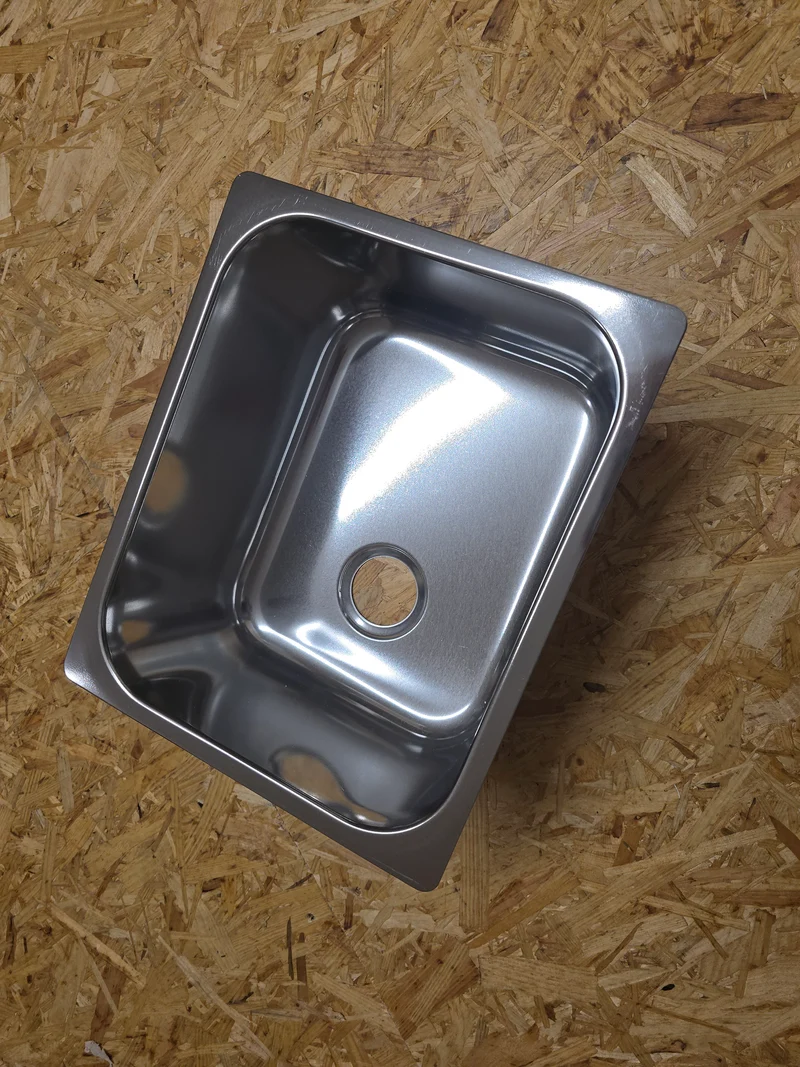 Eckige Edelstahl-Spüle 320 × 260 mm – kompakte Camping-Spüle mit 150 mm Tiefe