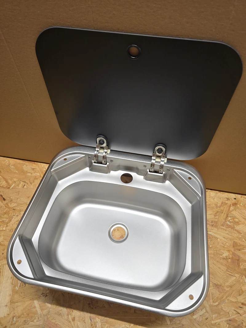 Waschbecken / Lavabo / Spülbecken / Spüle / Brünneli - Edelstahl, mit Glasabdeckung, Carbest