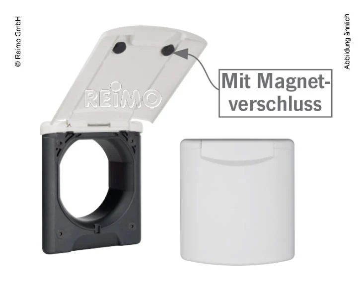FAWO Leer-Steckdose mit Deckel und Magnetverschluss, schwarz