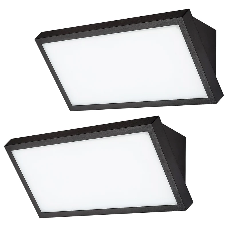 Rabalux Rapla2 LED-Lampe 18 W, schwarz, IP65, Energieeffizienzklasse F, Lichtfarbtemperatur einstellbar auf 2700, 4000, 6500 K, 77150, 2 Stück