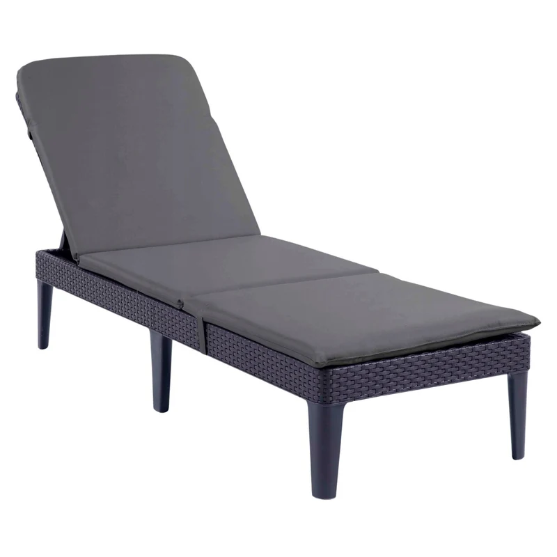 Verstellbare Gartenliege „Jaipur Sun Lounger“ in Graphit + Liegenkissen „Jaipur“, Farbe Dunkelgrau, Stoff S-500, Maße 190 x 60 cm