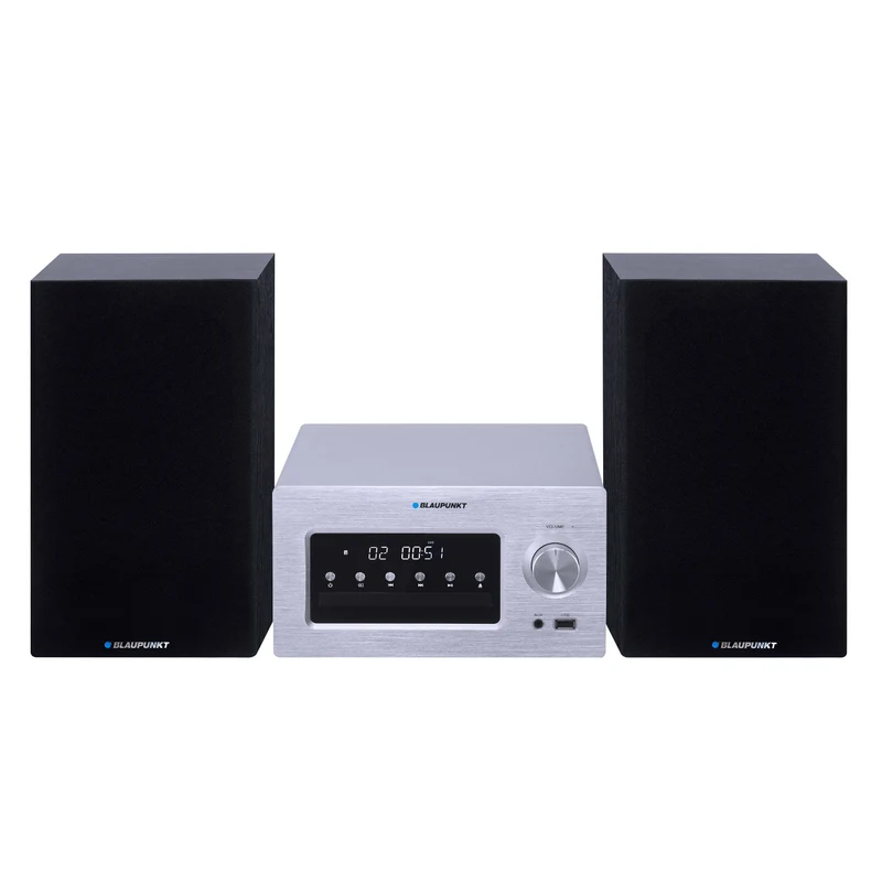 Blaupunkt-Mikro-Stereoanlage, BT/AUX/CD/USB/MP3/FM, Speicher für 40 Sender, LED-Anzeige, Leistung 2×210 W, Klangregelung, MS70BT