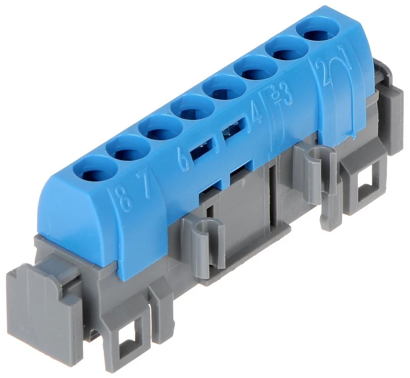 Legrand 004842 IP2X Terminal Block - Neutral (Blue) 8x1.5 to 16mm² Length 75mm
