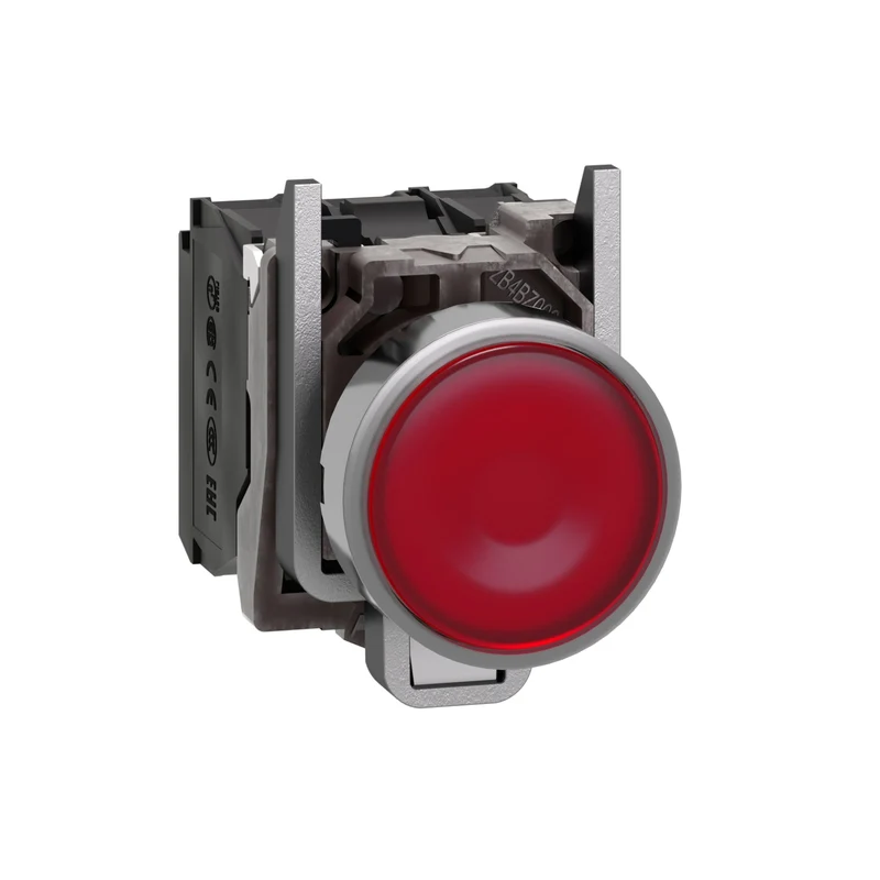 Schneider XB4BW34B5 Harmony XB4 Red Recessed Illuminated Push-Button 1NO+1NC 24V