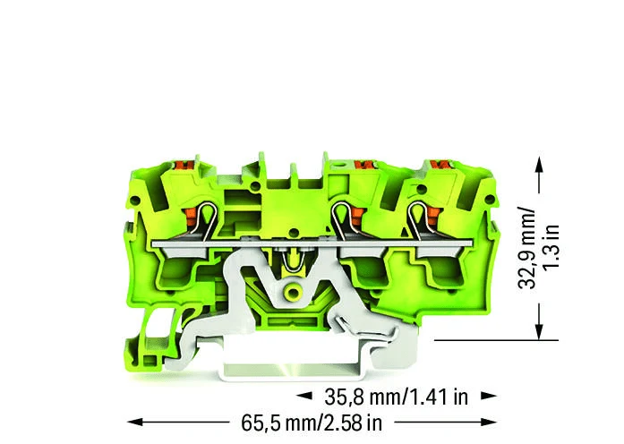 Wago 2204-1307 3-conductor ground terminal Block 4,00 mm², green-yellow