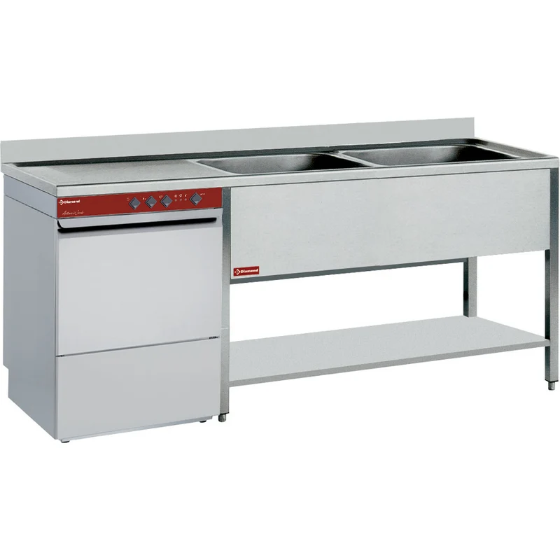 Profi Edelstahl-Spültisch 1600 x 700 mm , mit Spülbecken, L1621VS_051D/6M