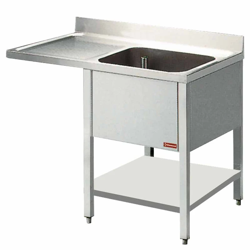 Profi Edelstahl-Spültisch 1400 mm , 1 Becken & Abtropffläche, L1411VS-D