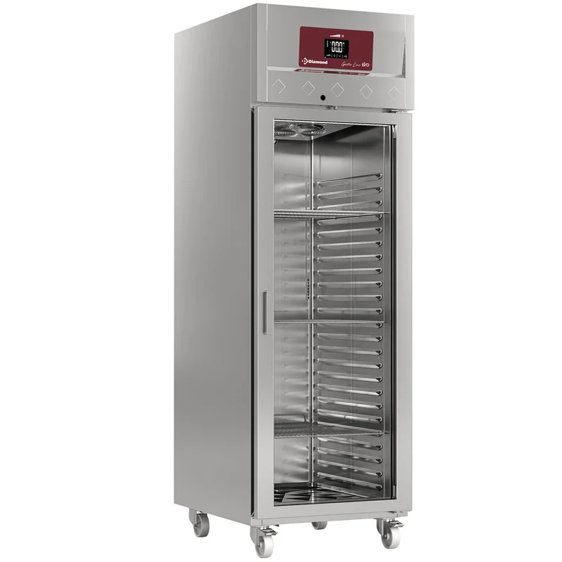 Edelstahlkühlschrank mit Glastür , 700L , GN 2/1 , Mobil, ID70/R6G