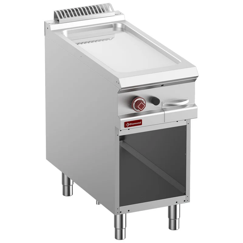 Profi Gas-Grillplatte 40 cm , Glatte Hartchrom-Bratfläche , Offener Unterbau, G9/PLCA4-N