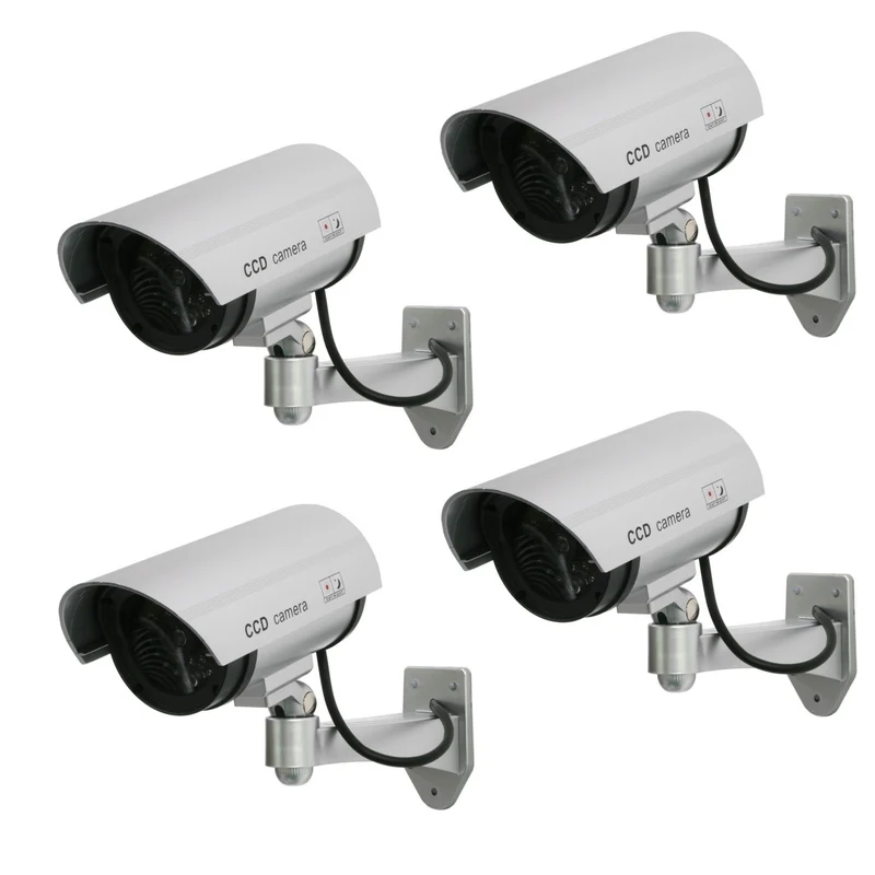 Kamera-Attrappe mit blinkender LED IR1100 S IR outdoor, silber, 4 Stück