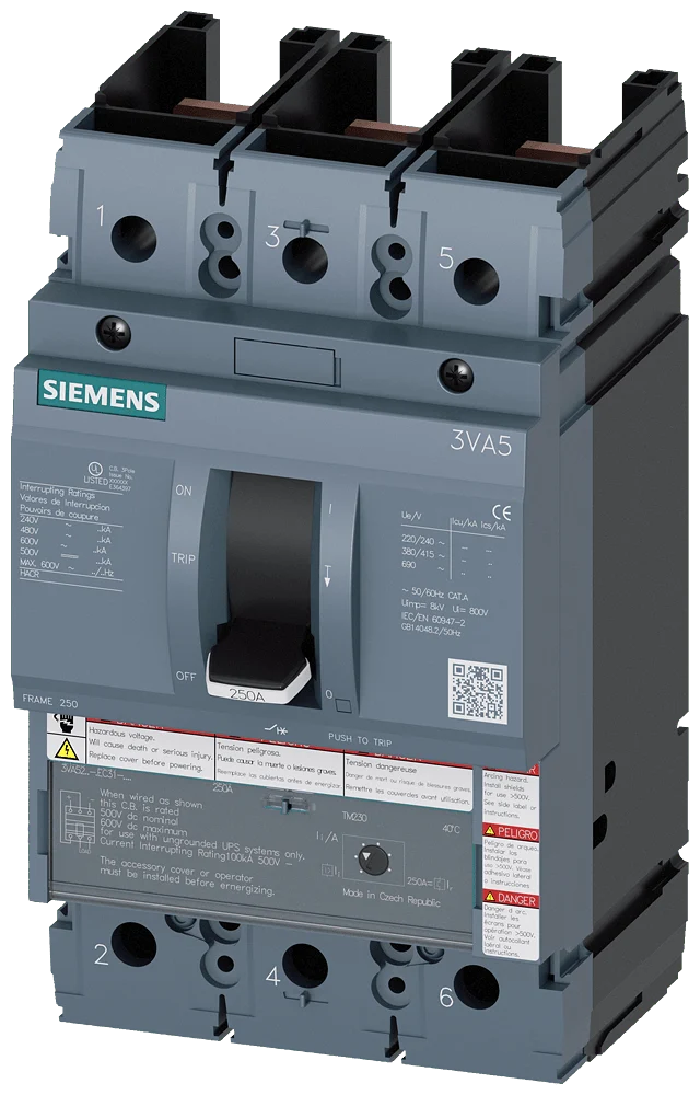Siemens 3VA5212-5EC31-0AA0 MCCB 3P 125A 35kA TM230 UL489
