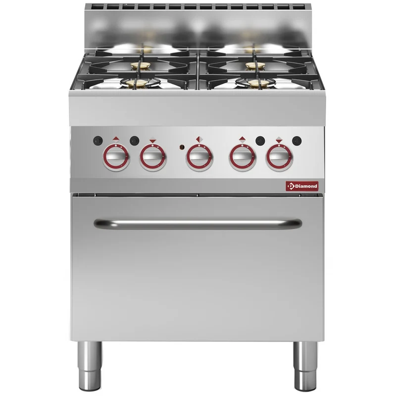 Profi Gasherd mit 4 Kochstellen & Elektro-Heißluftbackofen GN 1/1, G65/4BFEV7-230V/3-N