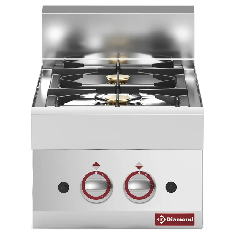 Gas-Kocher 2-flammig , Tischgerät , CNS , 8,6 kW, G65/2F4T-N