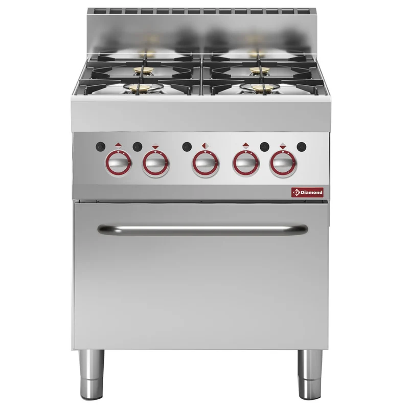 Profi Gasherd 4-flammig mit Gasbackofen GN 1/1, G65/4BF7-N