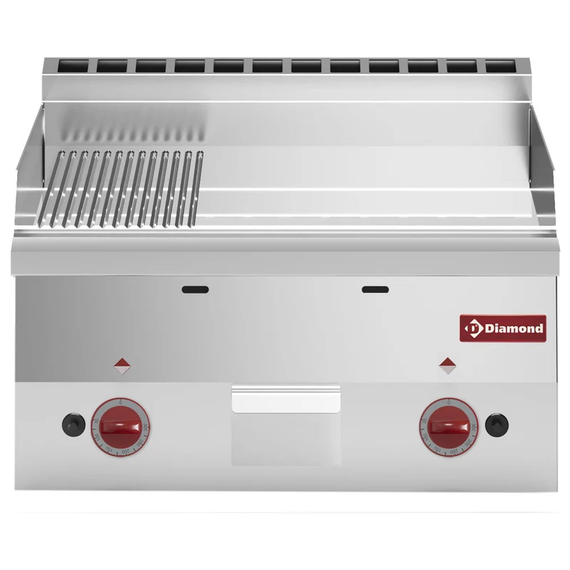 Profi Gas-Griddleplatte Hartchrom 60cm , Bratfläche 2/3 glatt & 1/3 gerillt, G60/PMCD6T-N