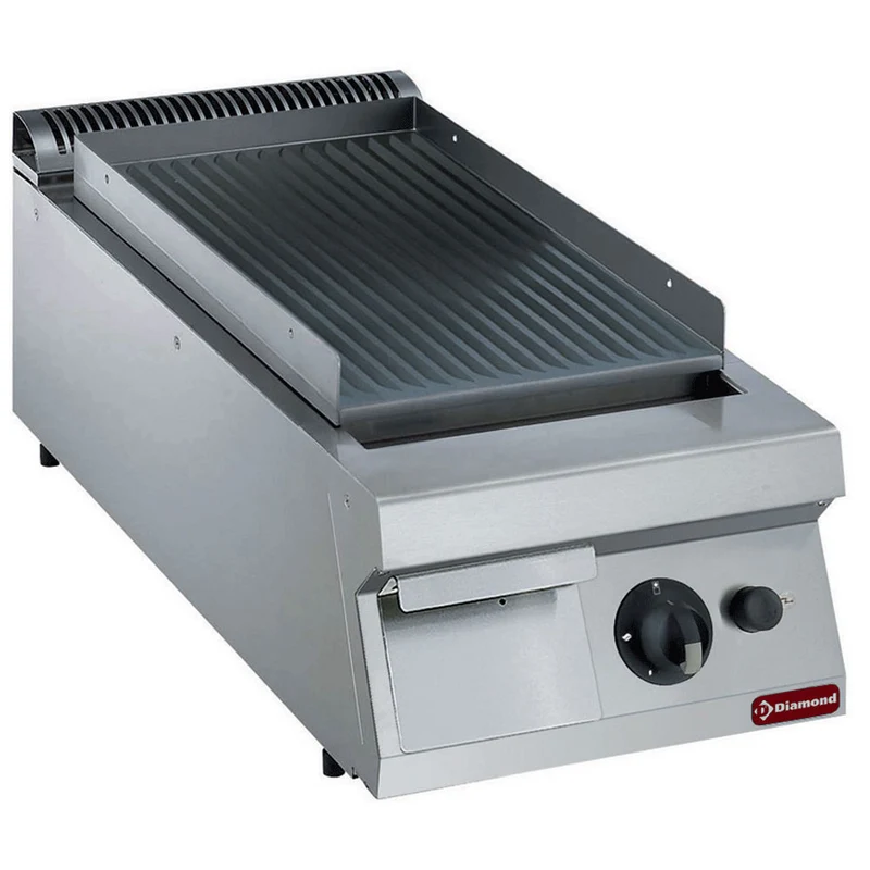 Gas-Grillplatte gerillt , 400mm , Tischgerät aus Edelstahl, G22/PR4T-NE