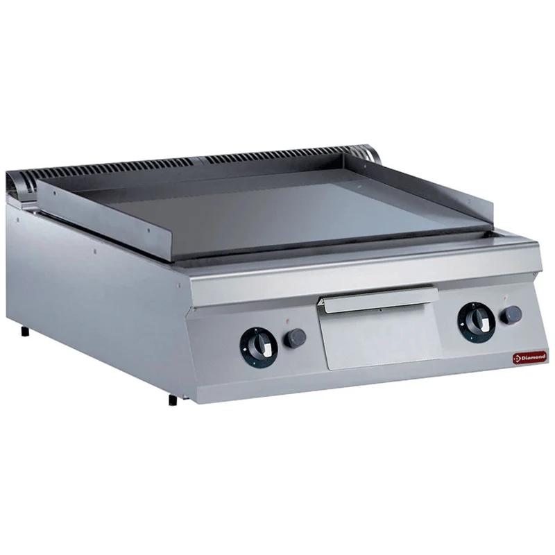 Gas-Bratplatte 80 cm , Glatte Hartchrom-Oberfläche , 2 Heizzonen, G22/PLCD8T-N