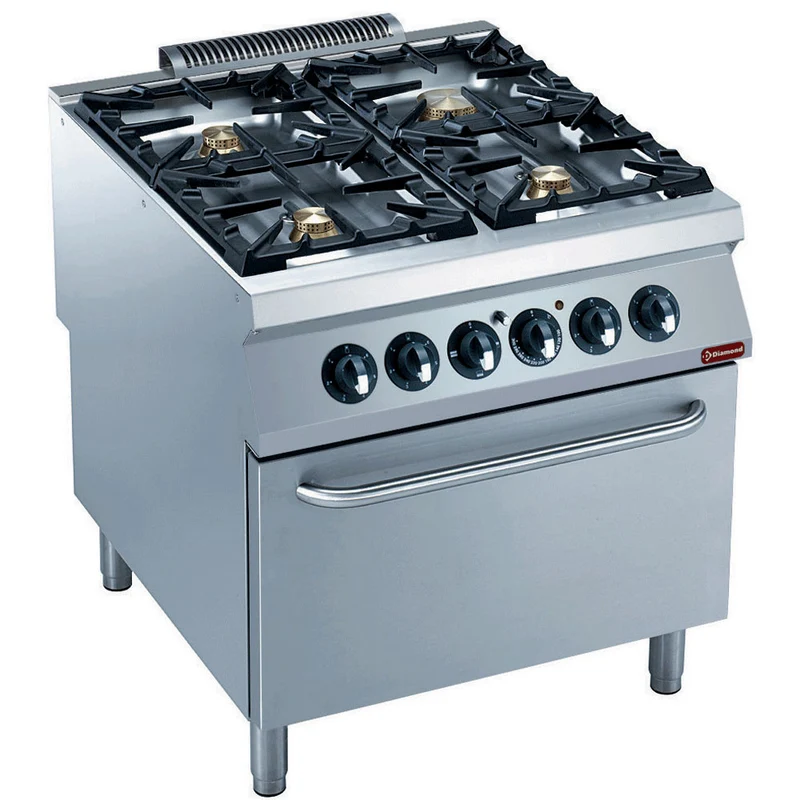 Profi Gasherd 4-flammig mit Elektrobackofen GN 2/1, G22/4BFE8-N