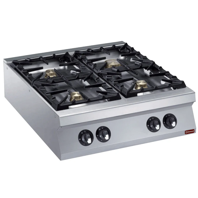 Profi Gas-Kochfeld 4-flammig, 28 kW – Tischgerät aus CNS 18/10, G22/4B8T-N