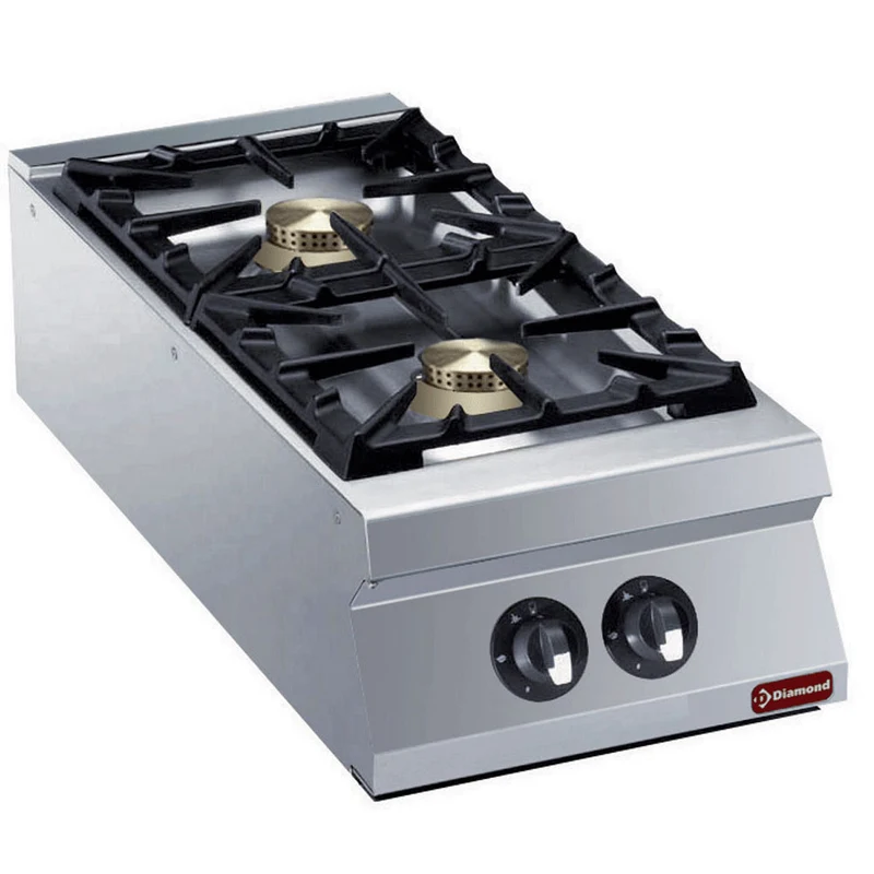Profi Gaskocher 2-flammig – 20 kW Edelstahl-Tischgerät, G22/2B4TPW-N