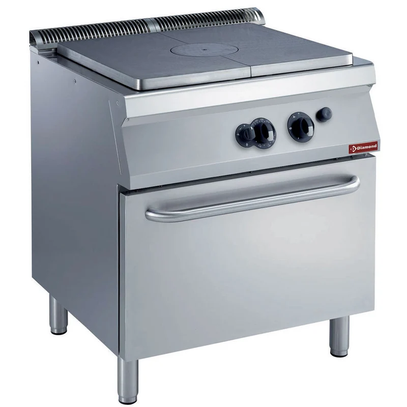 Gas-Glühplattenherd mit GN 2/1 Backofen aus Edelstahl, G17/TF8-N