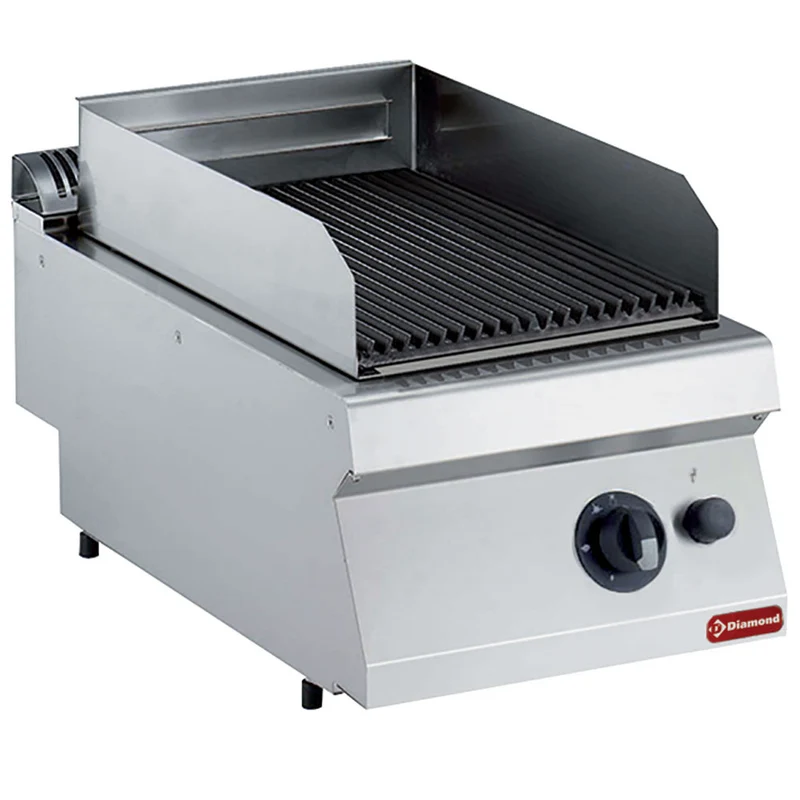 Gas-Lavasteingrill Tischgerät mit Gusseisenrost , 7 kW , 40 cm, G17/GPL4T-NG