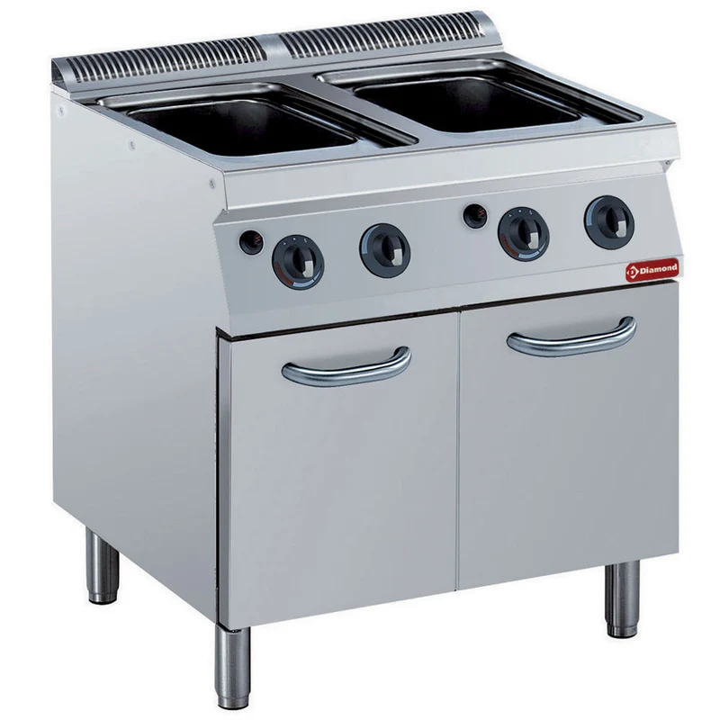 Gas-Nudelkocher Standgerät , 2 x 24,5 L Becken , CNS , B 800 mm, G17/CPA8-N