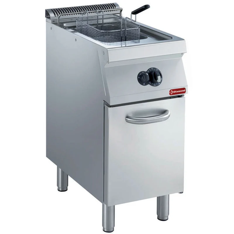 Profi Gas-Fritteuse 15 Liter , 1 Becken , Standgerät mit Unterbau, G17/F15A4-N