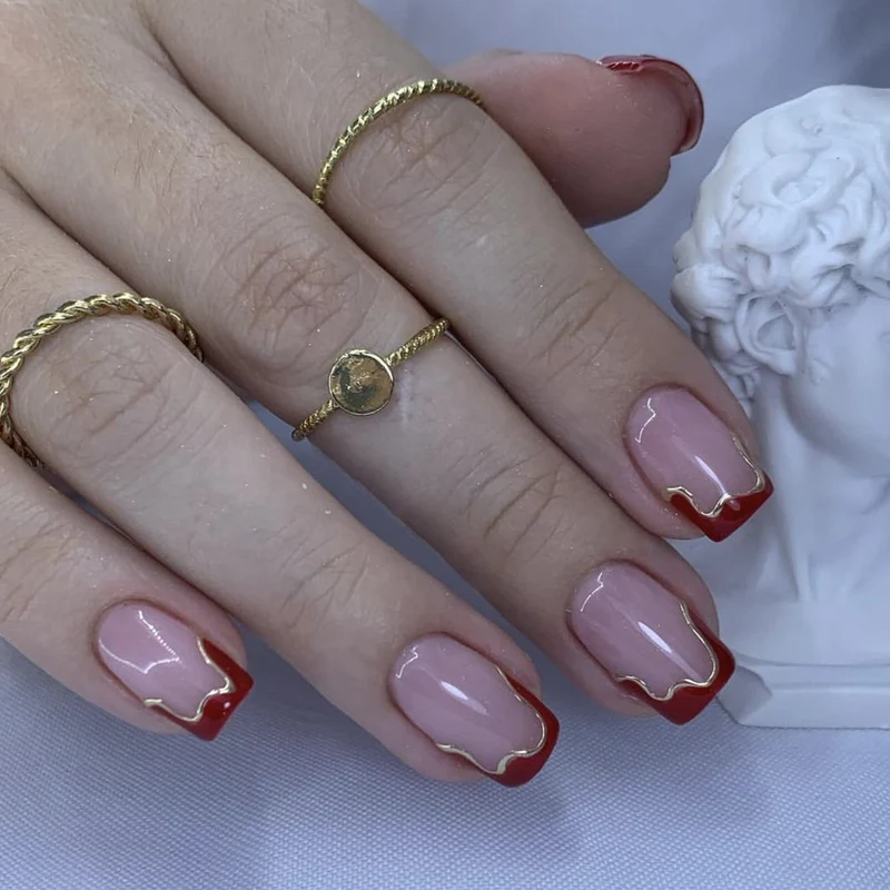 Elegante Französische Spitze Acryl Nagelkunst Erweiterungen Karnz
