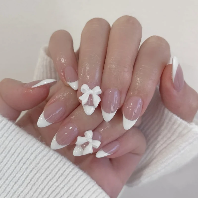 Elegante Französische Spitze Acryl Nagelkunst Erweiterungen Karnz