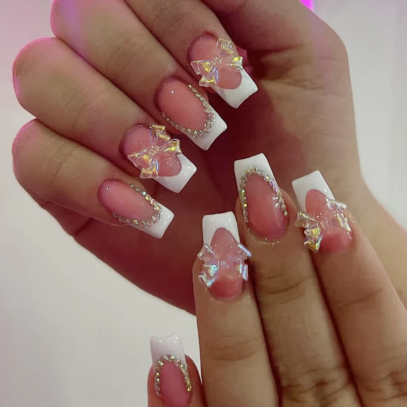 Elegante 3D Französische Spitze Nagelverlängerungen Karnz