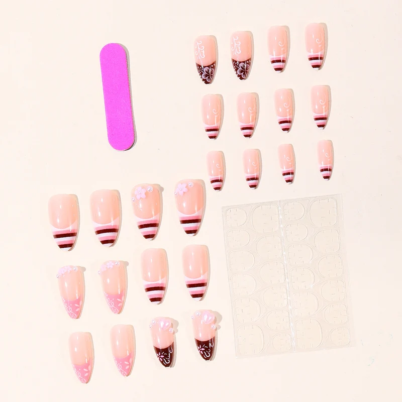 Dekorative 3D Blumen Stiletto Nagelkunst Extensions Karnz