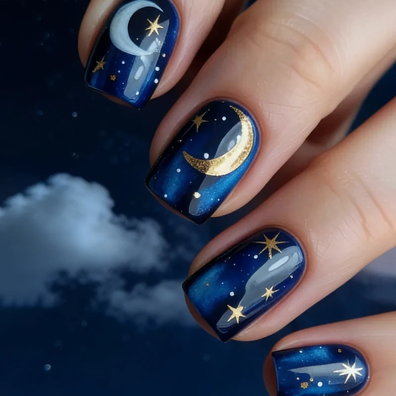 Himmlische Nachthimmel Nagelkunst Erweiterungen Karnz